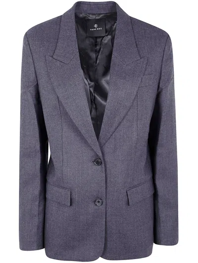 Anine Bing "ross" Single-breasted Blazer Jacket In Blue