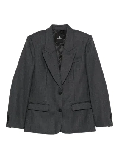Anine Bing "ross" Single-breasted Blazer Jacket Clothing In Gray