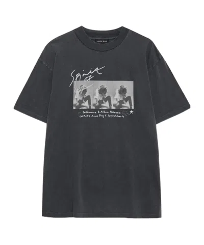 Anine Bing Womens Washed Black Ashton Graphic-print Cotton-jersey T-shirt In Gray