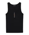 Anine Bing Alessia Scoop Neck Button Tank Top In Black