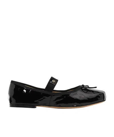 Anine Bing Round Toe Ballet Shoes In Black
