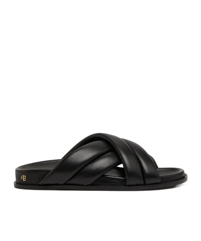 Anine Bing Round Toe Slippers In 黑色