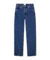 Anine Bing Straight-leg Denim Trousers With High Waist And Side Slits In Blue