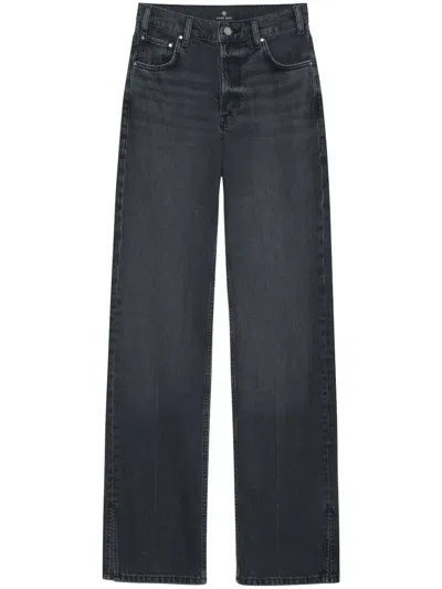 Anine Bing Roy Straight Leg Jeans In Washed Black In Shadow Grey
