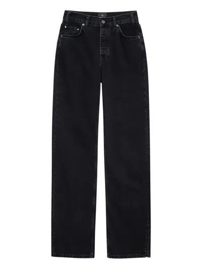 Anine Bing Vintage-wash High-rise Jeans In Black