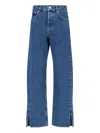 Anine Bing Straight-leg Denim Trousers With High Waist And Side Slits In Blue