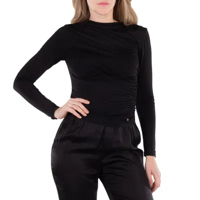Anine Bing Ruched Jersey Texture Top In Black