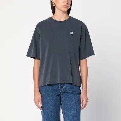 Anine Bing Rudy Empowerment Washed Black T Shirt In Blue