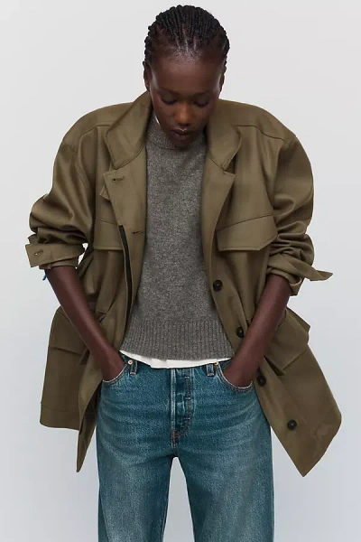 Anine Bing Sahara 100% Cotton Jacket In Green