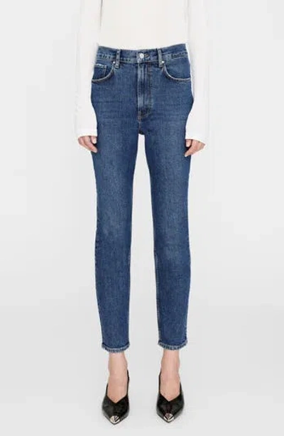 Anine Bing Samara High Waist Skinny Jeans In Mid Indigo