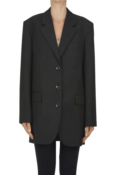 Anine Bing Sara Oversized Woven Blazer In Black