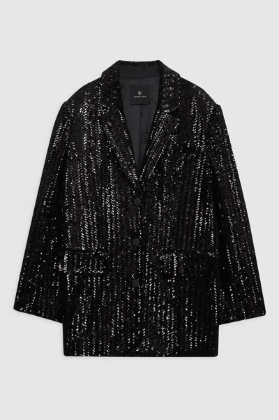 Anine Bing Sara Blazer In Black Sequin