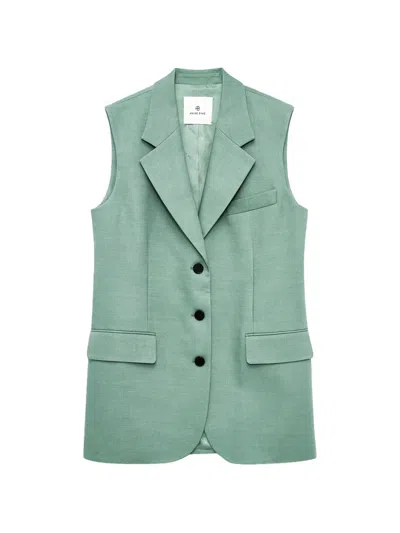 Anine Bing Sara Button-fastening Vest In Green