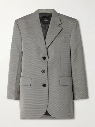 Anine Bing Sara Houndstooth Wool-blend Blazer In Gray