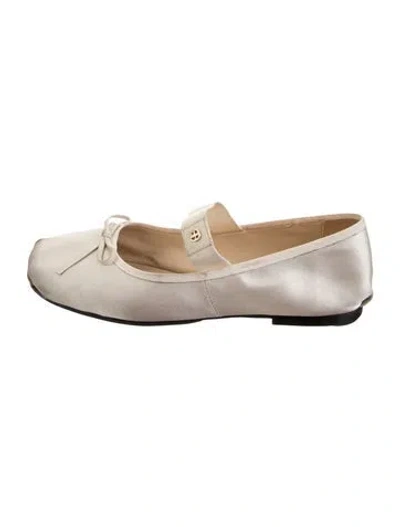 Pre-owned Anine Bing Satin Ballet Flats In Neutrals