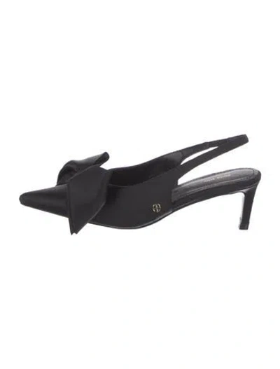 Pre-owned Anine Bing Satin Bow Accents Slingback Pumps In Black