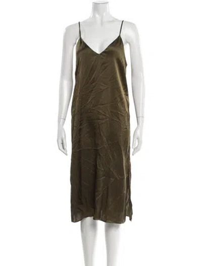 Pre-owned Anine Bing Satin Mini Dress In Green