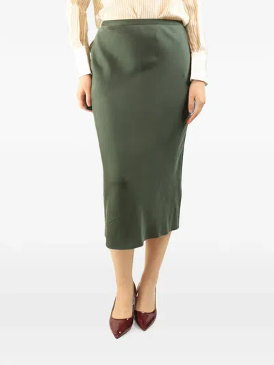 Pre-owned Anine Bing Satin-finish Midi Skirt In Green