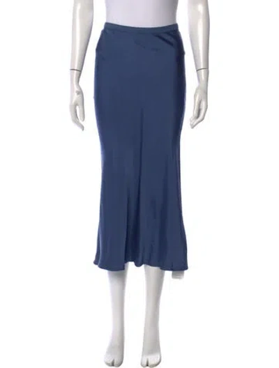 Pre-owned Anine Bing Scalloped Accent Midi Length Skirt In Blue