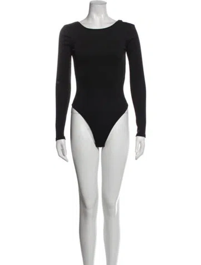 Pre-owned Anine Bing Scoop Neck Long Sleeve Bodysuit In Blue