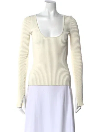 Pre-owned Anine Bing Scoop Neck Long Sleeve Top In White