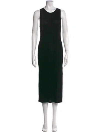 Pre-owned Anine Bing Scoop Neck Midi Length Dress In Black