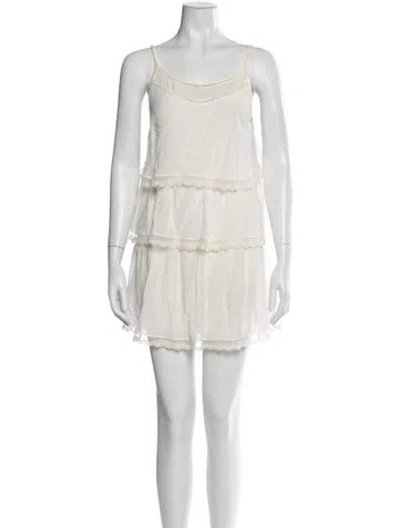Pre-owned Anine Bing Scoop Neck Mini Dress In Neutral