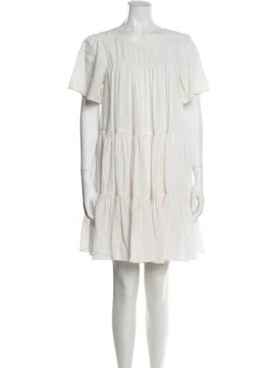 Pre-owned Anine Bing Scoop Neck Mini Dress In Neutral