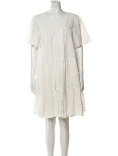 Pre-owned Anine Bing Scoop Neck Mini Dress In White