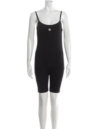 Pre-owned Anine Bing Scoop Neck Romper In Black