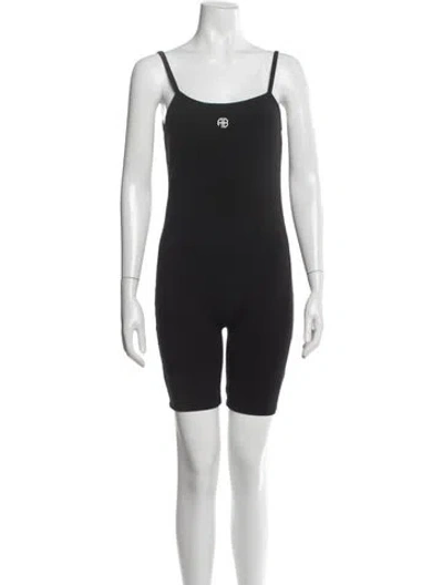 Pre-owned Anine Bing Scoop Neck Romper In Black