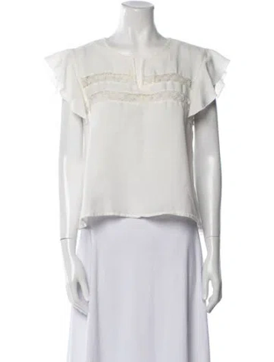 Pre-owned Anine Bing Scoop Neck Short Sleeve Crop Top In White