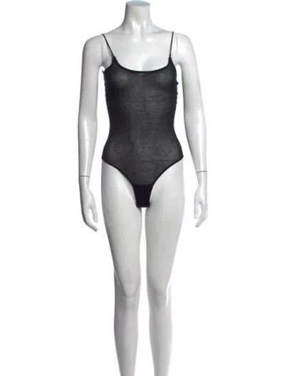 Pre-owned Anine Bing Scoop Neck Sleeveless Bodysuit In Black