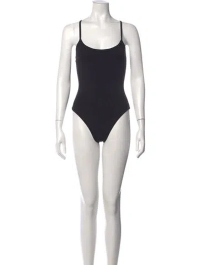 Pre-owned Anine Bing Scoop Neck Sleeveless Bodysuit In Black