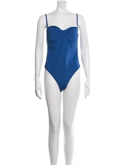 Pre-owned Anine Bing Scoop Neck Sleeveless Bodysuit In Blue
