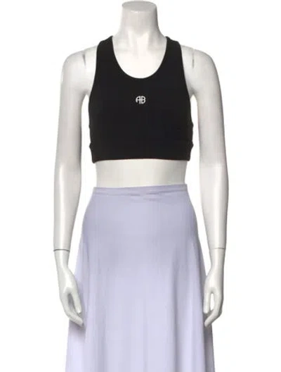 Pre-owned Anine Bing Scoop Neck Sleeveless Crop Top In Black