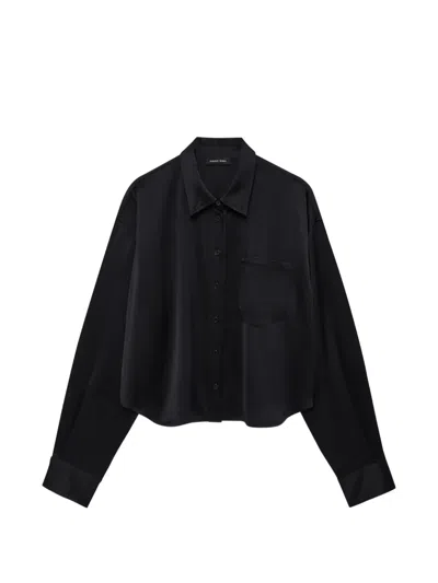 Anine Bing Scott Cropped Shirt In Black