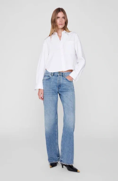 Anine Bing Scott Cropped Shirt In White