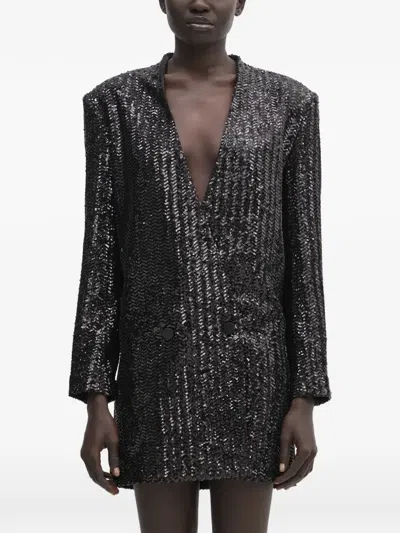 Anine Bing Sequin-embellished Mini Dress In Black