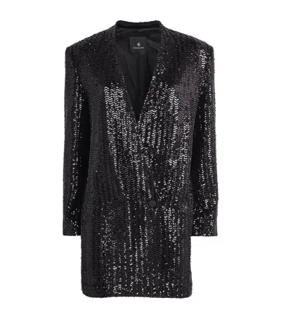 Anine Bing Sara Sequin Embellished Blazer In Black