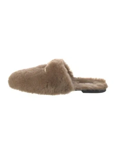 Pre-owned Anine Bing Shearling Mules In Brown