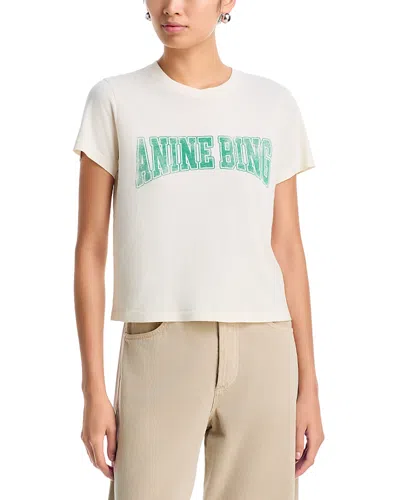 Anine Bing Shelley Cotton Logo Tee In White