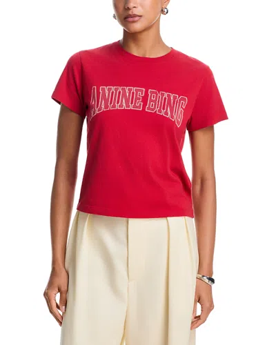 Anine Bing Shelley Logo Cotton Tee In Red