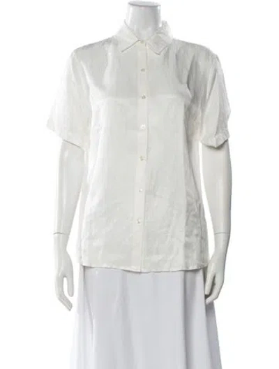 Pre-owned Anine Bing Short Sleeve Button-up Top In Neutral