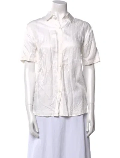 Pre-owned Anine Bing Short Sleeve Button-up Top In White