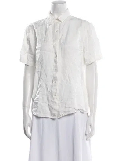Pre-owned Anine Bing Short Sleeve Button-up Top In White