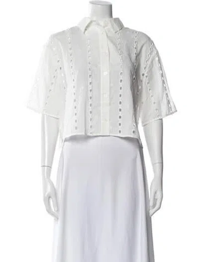 Pre-owned Anine Bing Short Sleeve Button-up Top In White