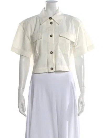 Pre-owned Anine Bing Short Sleeve Button-up Top In White