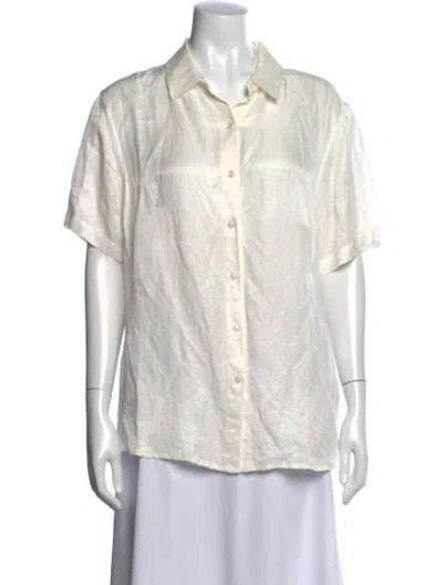 Pre-owned Anine Bing Short Sleeve Button-up Top In White