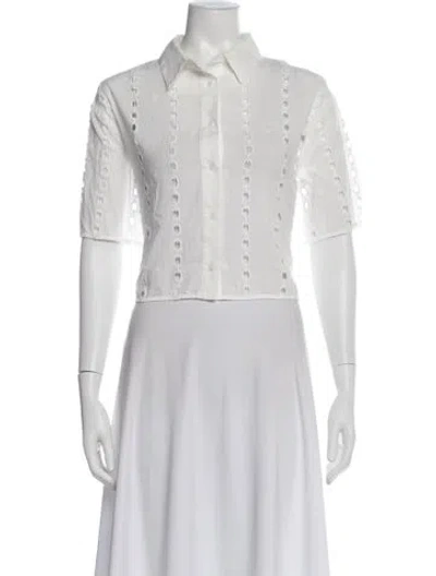 Pre-owned Anine Bing Short Sleeve Button-up Top In White